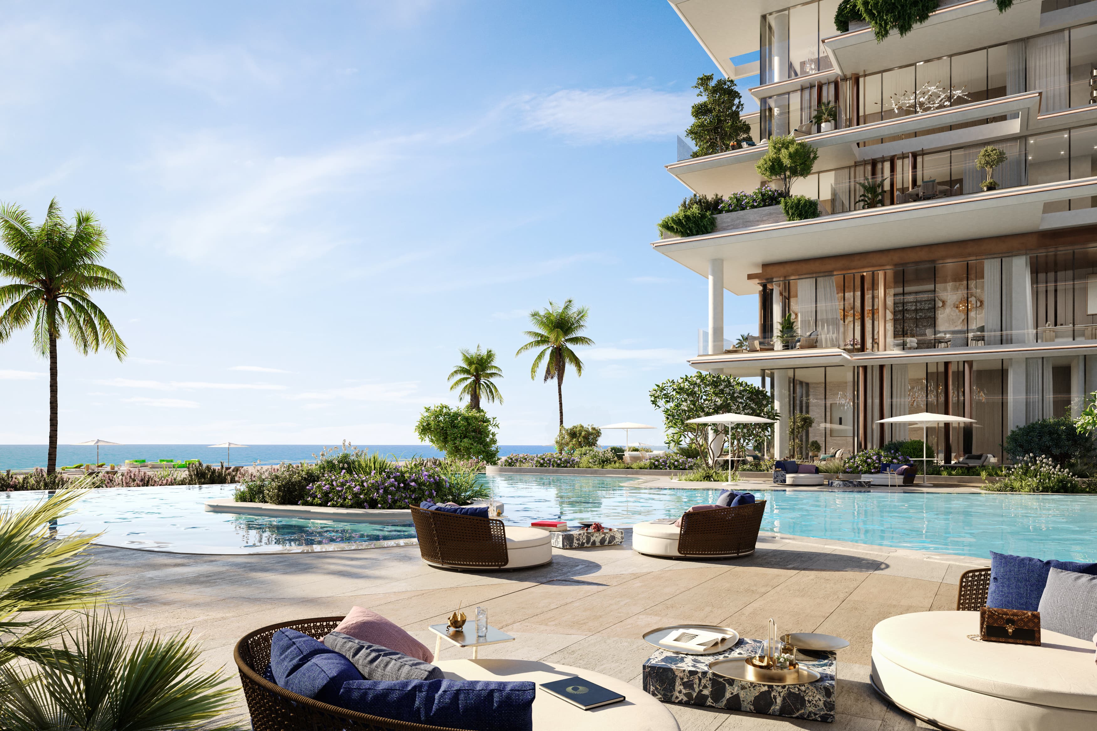 Pool-Lounge mit Palmen